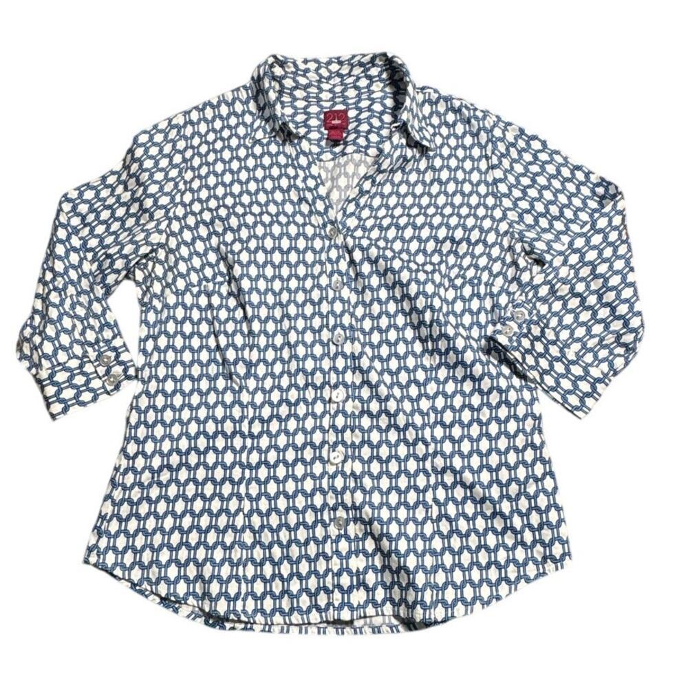 212 Collection Equestrian Chain Print Shirt Petite S Cotton